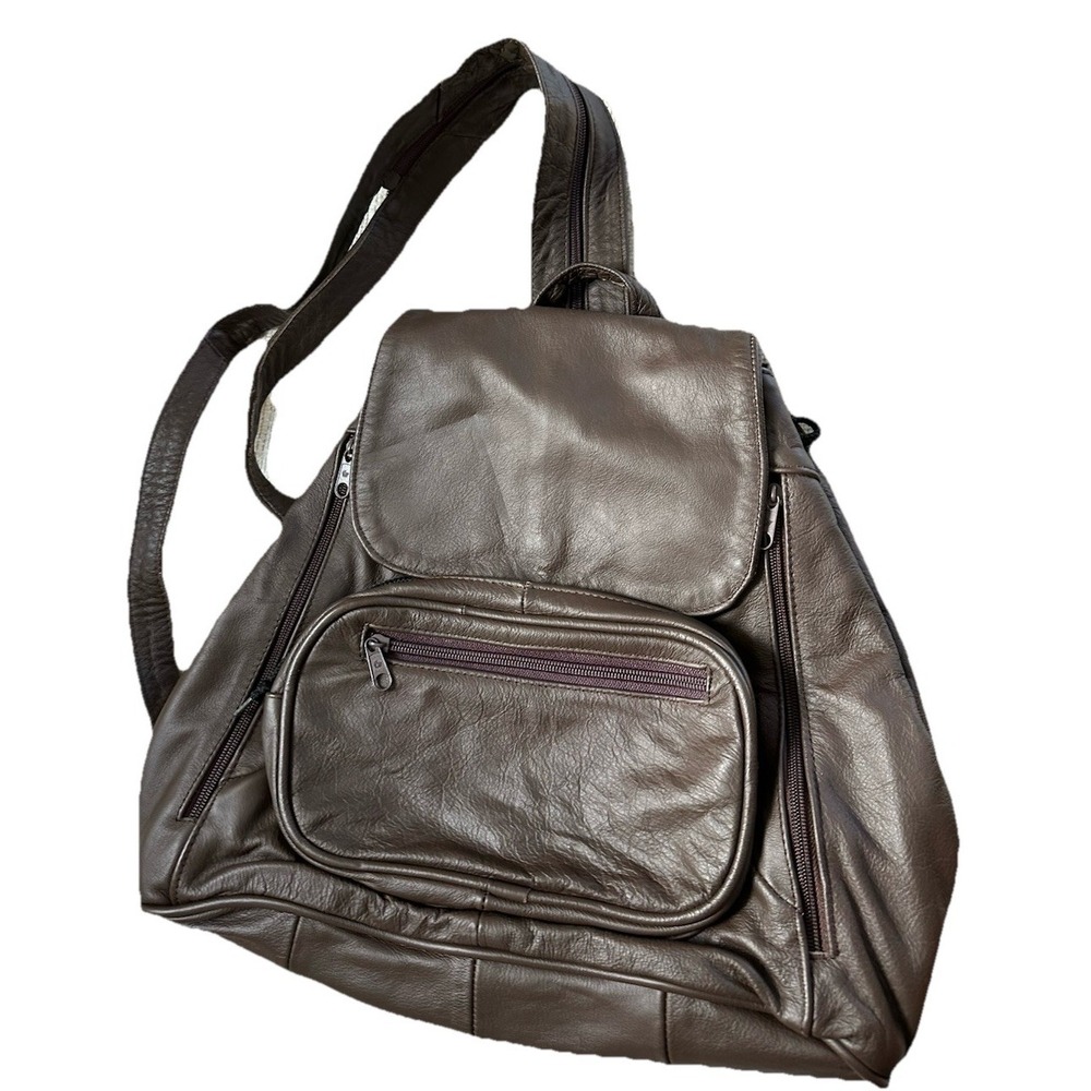 Genuine Brown Leather Backpack Mexico Handmade Sling or Double‎ Strap Unisex